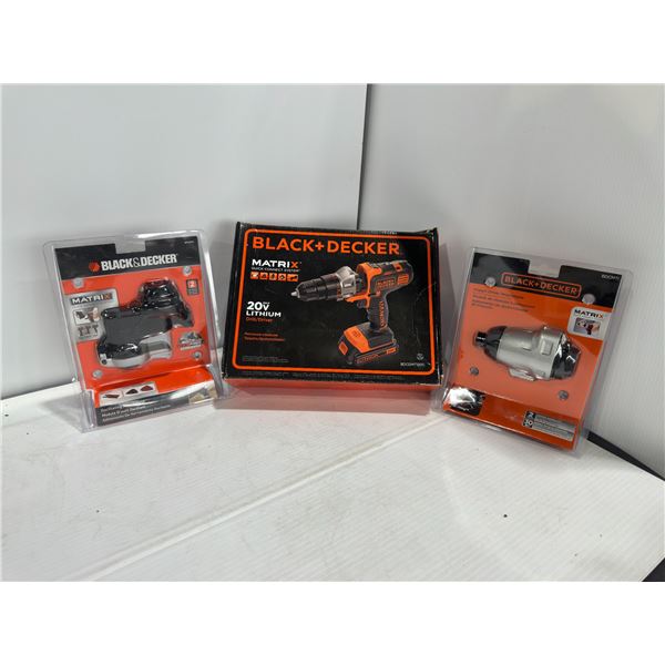 LOT DE PERCEUSE BLACK & DECKER + 2 ACCESSOIRES *BATTERIE NON INCLUSE*