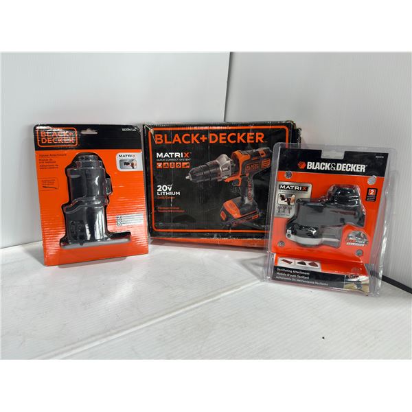 LOT DE PERCEUSE BLACK & DECKER + 2 ACCESSOIRES *BATTERIE NON INCLUSE*
