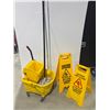 Image 1 : MOP, BUCKET AND CAUTION SIGNS