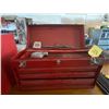 Image 1 : Red 3 door toolbox with tool tray, measuring tape, wrenches, small tools etc.
