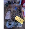 Image 1 : Assortment of wire, universal joints, masks, Kleenex, sticky notes, gun cleaning kit etc.