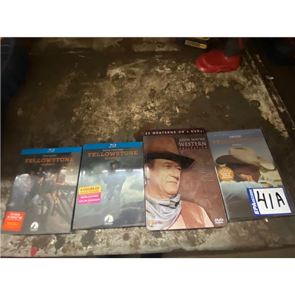 Yellowstone DVDs season 1-3, and John Wayne western collection DVD. Selling all together.