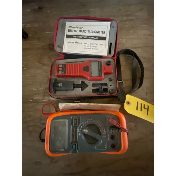 Bluepoint digital hand rpm gauge, and Bluepoint ohmmeter.