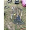 Image 1 : Misc. yard tools. Rakes, hoe, shovels etc.