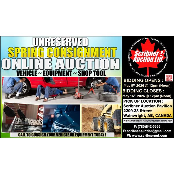 May 9-16 : 2026 SPRING TOOL & EQUIPMENT CONSIGNMENT AUCTION