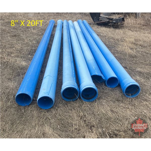 THIS ITEM LOCATED IN EDGERTON, AB : PVC Pipe (7) : 8" x 20ft