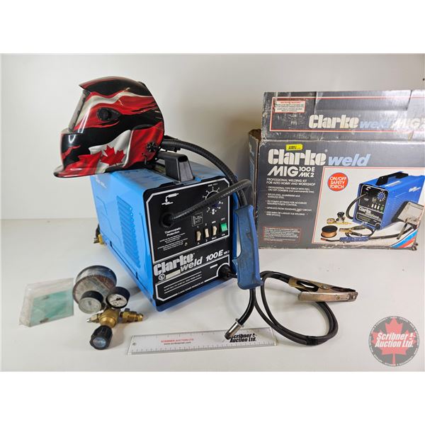 Clarke MIG 100E MK2 Welder c/w Wire, Helmet & Gauges