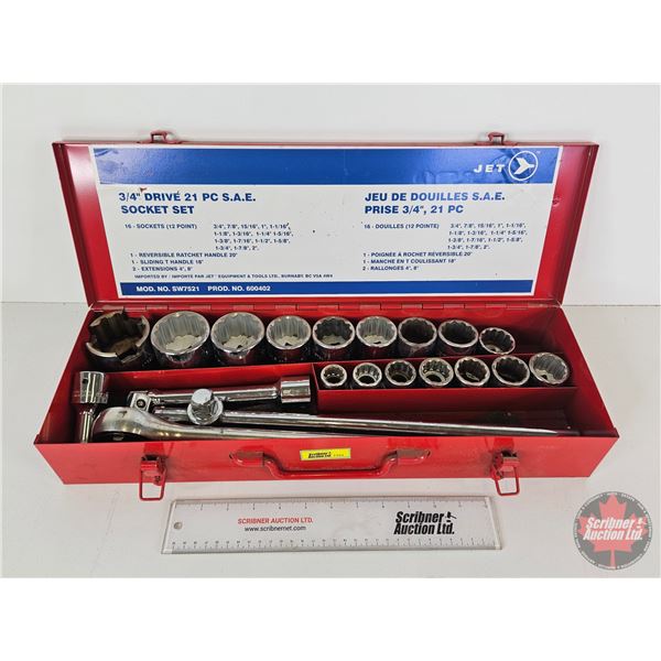 JET 3/4" Drive SAE Socket Set w/Case