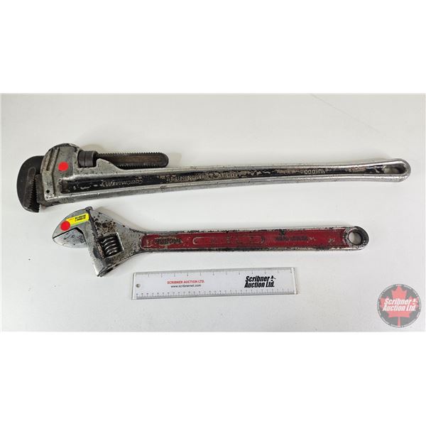 Westward Aluminum Heavy Duty 36" Pipe Wrench & Westward 24" Vanadium Crescent Wrench