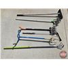 Image 2 : Long Handled Gardening Tools (6) : Thatch Rake, Rotary Cultivators (2), Garden Claw, 5 Tine Cultivat