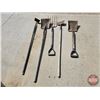 Image 3 : Long Handled Tools (5) : Shovels (2), Pitch Fork, Scraper & Hoe