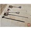Image 4 : Long Handled Tools (5) : Shovels (2), Pitch Fork, Scraper & Hoe