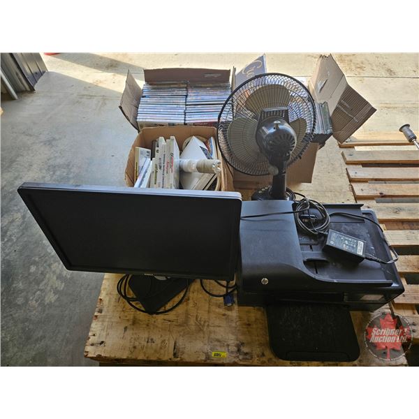 Electronics Pallet Lot : Dell Monitor, HP Officejet 6700 Premium Copier/Printer, Large Variety of DV
