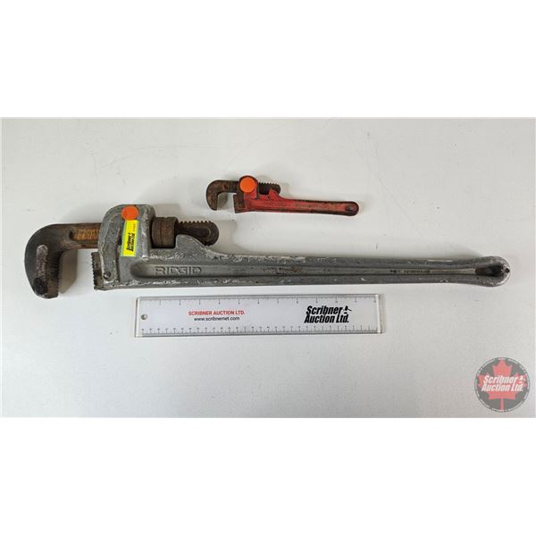 Ridgid Pipe Wrenches (2) : 24" Aluminum & 8" Alloyed Steal