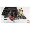 Image 1 : Plastic Carry Tool Box w/Contents including Variety of Screwdrivers, Drill Bits, Wrenches, etc