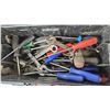 Image 4 : Plastic Carry Tool Box w/Contents including Variety of Screwdrivers, Drill Bits, Wrenches, etc