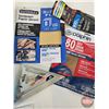 Image 4 : Assortment of Carpentry Tools including Sand Paper, Hammer, Screw Drivers, etc
