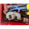 Image 3 : Beach Medal Tool Box w/Contents ~ Including : Pipe Cutter, Rivetter, Wrenches, Test Lights, etc