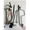 Image 2 : Assortment of Mechanic Tools including Combination Wrenches, Oil Filter Wrenches, Pry Bar, Ratchet W