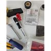 Image 3 : Tool Combo : Mini Vise, Zip Ties, Screw Drivers, Ratchet Wrench, Stanley Hinges, Batteries, etc
