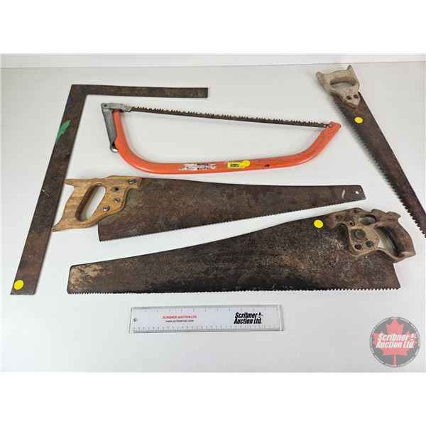 Hand Saws (4) & Square