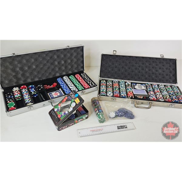 Large Variety of Poker Chips in Carry Cases (2)