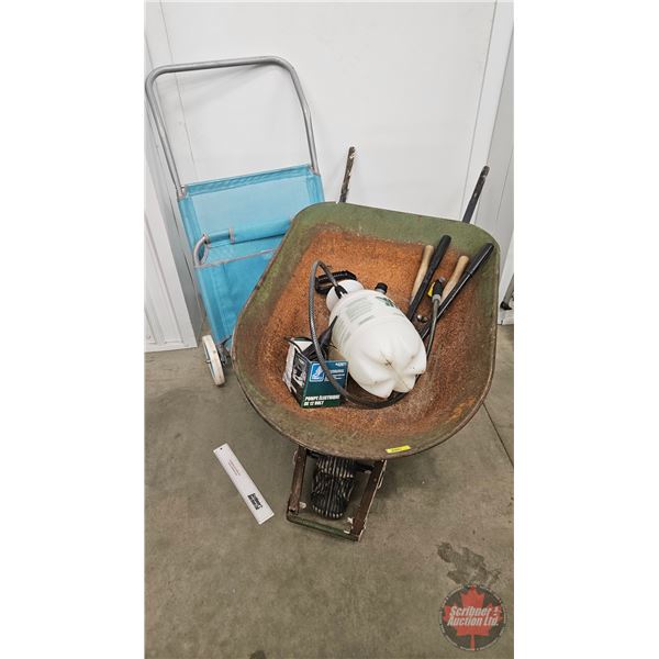 Combo: Wheel Barrow; Sprayer; Rolling Beach Chair; Pruners; Shears; Air Pump
