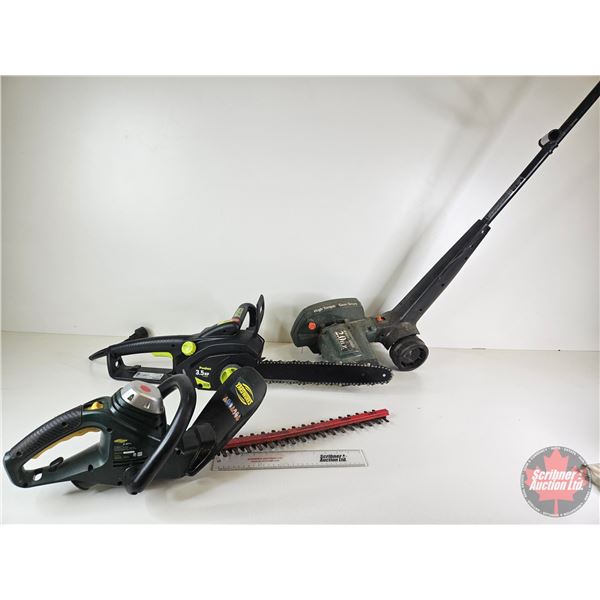 Electric Yard Tool Trio : Black & Decker Edger, Yardworks Hedge Trimmer & Poulan Chainsaw