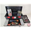Image 1 : Plastic Tool Box w/Contents including Socket Set, Ratcheting Wrench Set, Crimper Set, Screwdrivers,