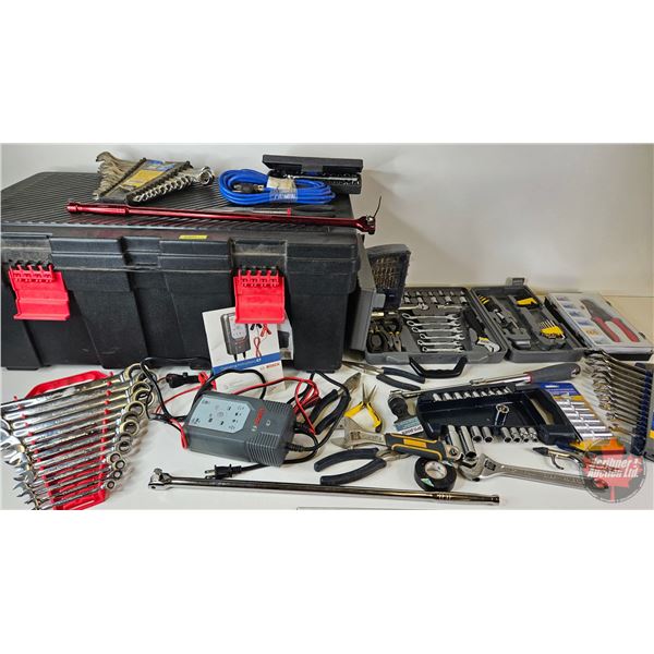 Large Plastic Tool Tote w/Contents Including : Performance Tool Set, Crimper Tool Set, Combination W
