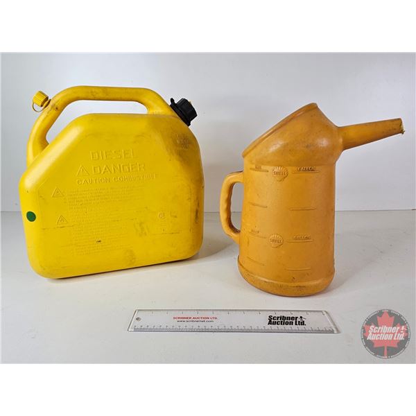 Vintage Shell Oil 4L Measuring Cup & Diesel 20L Jerry Can