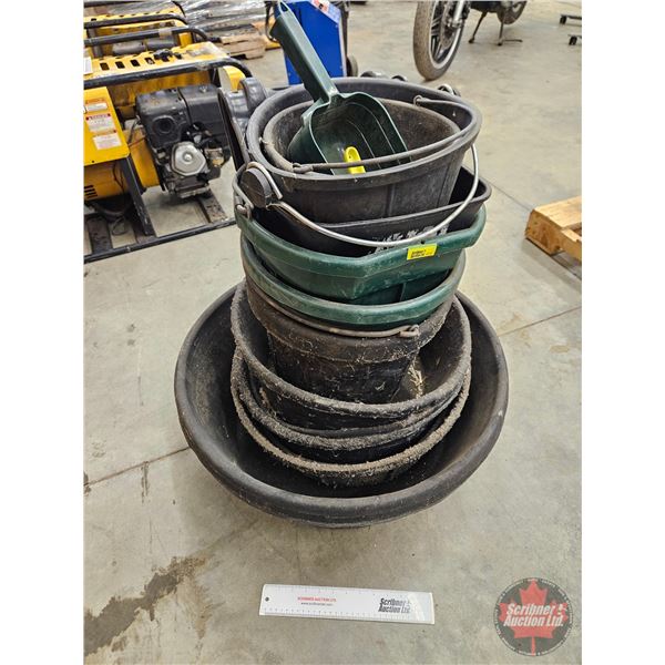 Variety of Feed Buckets (10) & Scoop