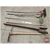 Image 2 : Long Handle Tool Grouping: Pick Axe; Post Hole Digger; Grass Whip; Hoe; Rake; etc