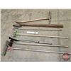 Image 4 : Long Handle Tool Grouping: Pick Axe; Post Hole Digger; Grass Whip; Hoe; Rake; etc