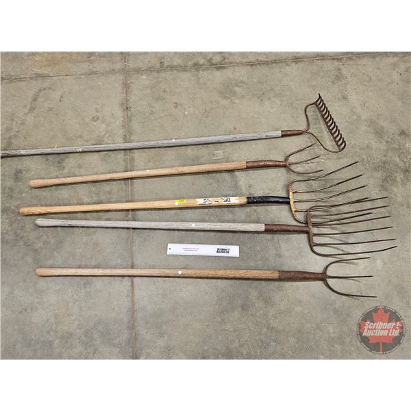 Long Handle Tool Grouping: Pitchforks & Rake