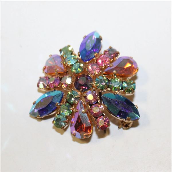 VTG. AURORA BOREALIS FLORAL BROOCH