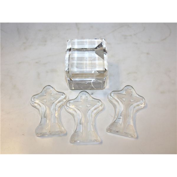 3 LASER ENGRAVED RELIGIOUS CRUCIFIX FIGURINES &