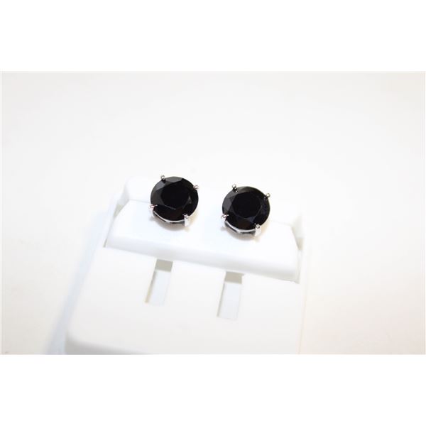 NEW SILVER PLATED EARRINGS WITH BLACK STONES