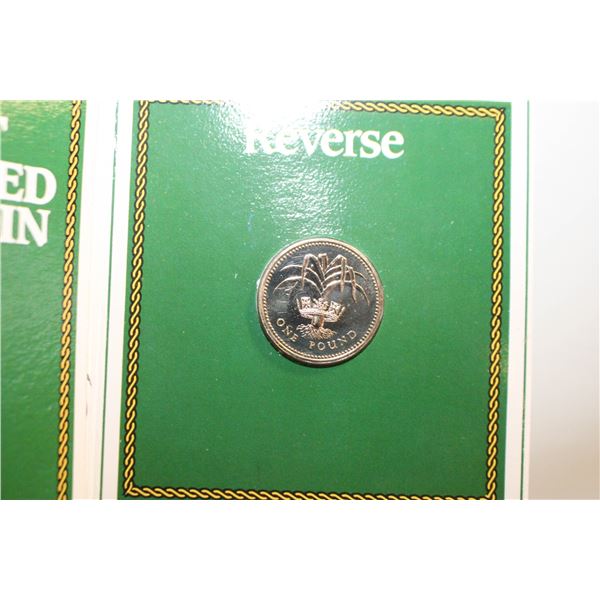 1985 WELSH 1 POUND BU COIN IN CARD HOLDER