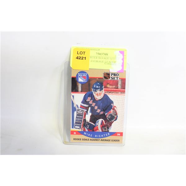 MIKE RICHTER ROOKIE GOALS AGAINST AVERAGE LEADER