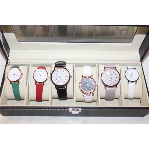 NEW FAUX LEATHER WATCH STORAGE BOX WITH WATCHES