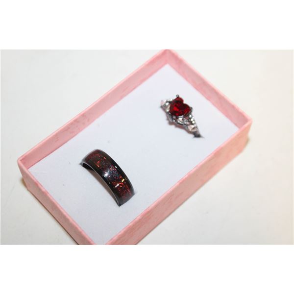NEW 2PCS RED COUPLE RINGS FOR MEN SZ10