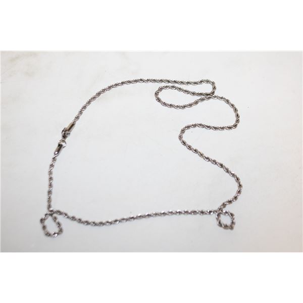 SILVER-TONE 22 INCH ROPE CHAIN IN GIFT POUCH