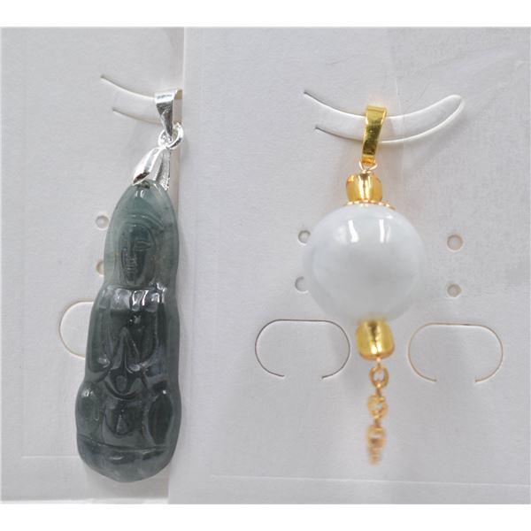 #156-NATURAL JADE JADEITE PENDANT 2PCS