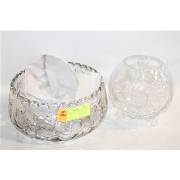 CRYSTAL SERVING BOWLS- LOT OF 2