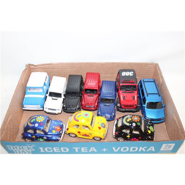 DIECAST METAL JEEP AND VOLKSWAGON BEETLES