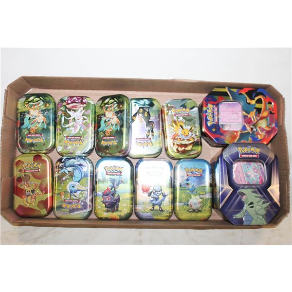 LOT OF POKEMON TINS & VARIOUS CARDS