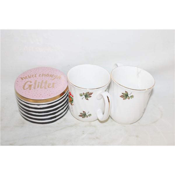 2 COAT OF ARMS MANITOBA FINE BONE CHINA CUPS &