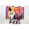 Image 1 : LEATHER BURGUNDY CAT PURSE, LAUREL BURCH CANVAS
