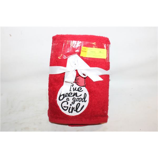 "I'VE BEEN A GOOD GIRL" MONIGRAMMED TOWELS- NEW